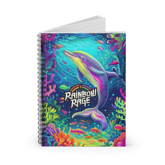 Rainbow Rage Dolphin Spiral Notebook