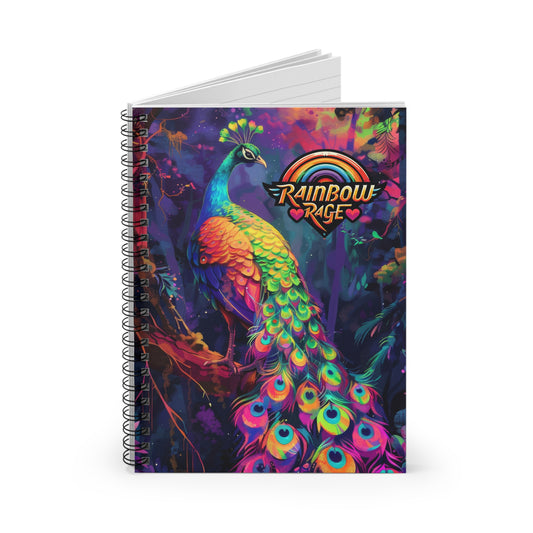 Rainbow Rage Peacock Spiral Notebook