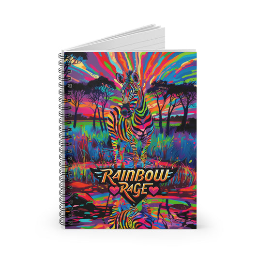 Rainbow Rage Zebra Spiral Notebook