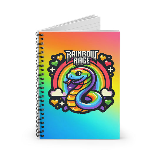 Rainbow Rage Snaky Snake Spiral Notebook