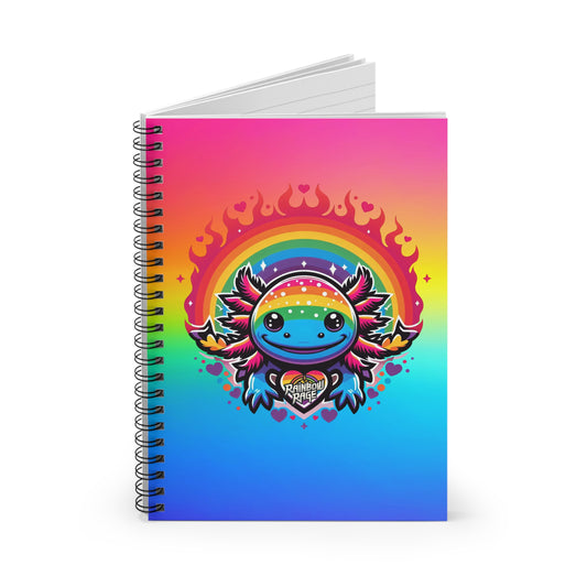 Rainbow Rage Axolotl Spiral Notebook - Ruled Line
